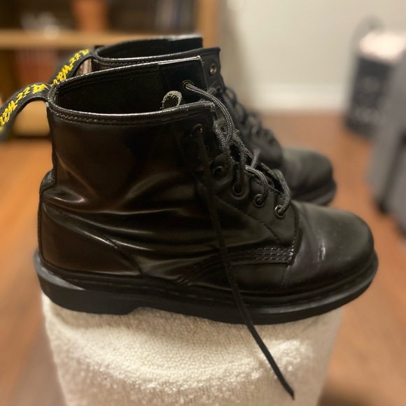 Dr. Martens 101 black leather combat lace up ankle boots, black stitching - Picture 4 of 10